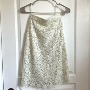 Uniqlo White Midi Skirt with Lace - Small Size, Elegant and Versatile
